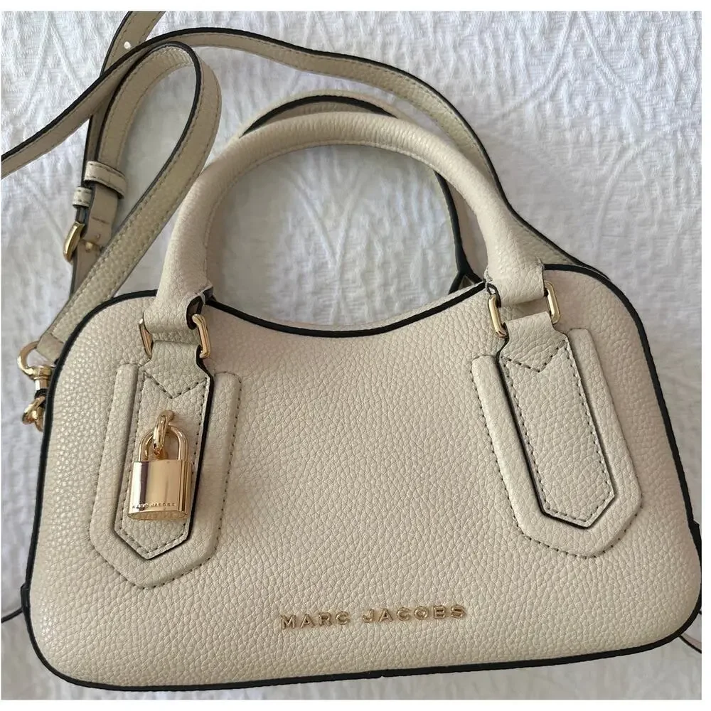 Marc Jacobs Drifter  Crossbody Small Satchel Pebbled Leather Biege